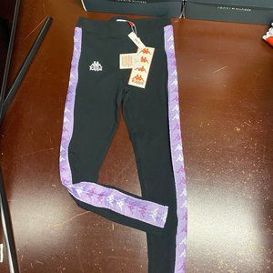 Kappa Womens Black 222 Banda Baldhill Elastic Waist Skin Fit Track Pants Size M